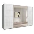 Beluga Extra Sliding Wardrobe - 361cm - 4 Door - Mirror - Silk Grey & White Glass