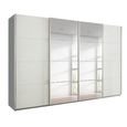 Beluga Extra Sliding Wardrobe - 361cm - 4 Door - Mirror - Silk Grey & White High Gloss