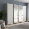 Beluga Extra Sliding Wardrobe - 361cm - 4 Door - Mirror - Silk Grey & White High Gloss