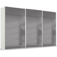 Beluga Extra Sliding Wardrobe - 406cm - 3 Door - Grey Mirrored - Alpine White
