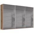 Beluga Extra Sliding Wardrobe - 406cm - 3 Door - Grey Mirrored - Artisan Oak