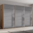 Beluga Extra Sliding Wardrobe - 406cm - 3 Door - Grey Mirrored - Artisan Oak