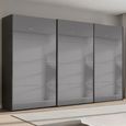 Beluga Extra Sliding Wardrobe - 406cm - 3 Door - Grey Mirrored - Graphite
