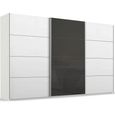 Beluga Extra Sliding Wardrobe - 406cm - 3 Door - Alpine White & Basalt Glass Front
