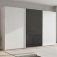 Beluga Extra Sliding Wardrobe - 406cm - 3 Door - Alpine White & Basalt Glass Front