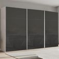 Beluga Extra Sliding Wardrobe - 406cm - 3 Door - Alpine White & Basalt Glass