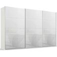 Beluga Extra Sliding Wardrobe - 406cm - 3 Door - Alpine White & White Glass