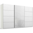 Beluga Extra Sliding Wardrobe - 406cm - 3 Door - Alpine White & White Glass Front