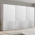 Beluga Extra Sliding Wardrobe - 406cm - 3 Door - Alpine White & White Glass