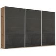 Beluga Extra Sliding Wardrobe - 406cm - 3 Door - Artisan Oak & Basalt Glass