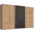 Beluga Extra Sliding Wardrobe - 406cm - 3 Door - Artisan Oak & Basalt Glass Front