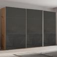 Beluga Extra Sliding Wardrobe - 406cm - 3 Door - Artisan Oak & Basalt Glass