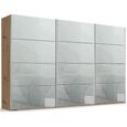 Beluga Extra Sliding Wardrobe - 406cm - 3 Door - Artisan Oak & Silk Grey Glass