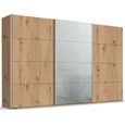 Beluga Extra Sliding Wardrobe - 406cm - 3 Door - Artisan Oak & Silk Grey Glass Front