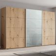 Beluga Extra Sliding Wardrobe - 406cm - 3 Door - Artisan Oak & Silk Grey Glass Front
