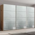 Beluga Extra Sliding Wardrobe - 406cm - 3 Door - Artisan Oak & Silk Grey Glass