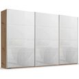 Beluga Extra Sliding Wardrobe - 406cm - 3 Door - Artisan Oak & White Glass