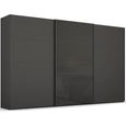 Beluga Extra Sliding Wardrobe - 406cm - 3 Door - Graphite & Basalt Glass Front