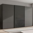 Beluga Extra Sliding Wardrobe - 406cm - 3 Door - Graphite & Basalt Glass Front