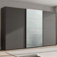 Beluga Extra Sliding Wardrobe - 406cm - 3 Door - Graphite & Silk Grey Glass Front
