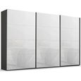 Beluga Extra Sliding Wardrobe - 406cm - 3 Door - Graphite & White Glass