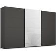 Beluga Extra Sliding Wardrobe - 406cm - 3 Door - Graphite & White Glass Front