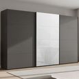 Beluga Extra Sliding Wardrobe - 406cm - 3 Door - Graphite & White Glass Front