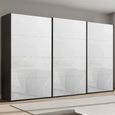 Beluga Extra Sliding Wardrobe - 406cm - 3 Door - Graphite & White Glass