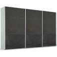 Beluga Extra Sliding Wardrobe - 406cm - 3 Door - Silk Grey & Basalt Glass