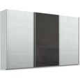 Beluga Extra Sliding Wardrobe - 406cm - 3 Door - Silk Grey & Basalt Glass Front