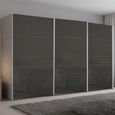 Beluga Extra Sliding Wardrobe - 406cm - 3 Door - Silk Grey & Basalt Glass