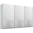 Beluga Extra Sliding Wardrobe - 406cm - 3 Door - Silk Grey & White Glass