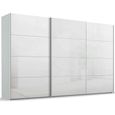Beluga Extra Sliding Wardrobe - 406cm - 3 Door - Silk Grey & White High Gloss