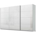 Beluga Extra Sliding Wardrobe - 406cm - 3 Door - Silk Grey & White High Gloss