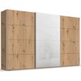 Beluga Extra Sliding Wardrobe - 406cm - 3 Door - White High Gloss & Artisan Oak Front