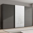 Beluga Extra Sliding Wardrobe - 406cm - 3 Door - White High Gloss & Graphite Front