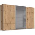 Rauch Beluga Extra 406cm 3 Door Sliding Wardrobe with Grey Mirror - Artisan Oak