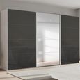 Beluga Extra Sliding Wardrobe - 406cm - 3 Door - Mirror - Alpine White & Basalt Glass