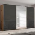 Beluga Extra Sliding Wardrobe - 406cm - 3 Door - Mirror - Artisan Oak & Basalt Glass