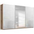Beluga Extra Sliding Wardrobe - 406cm - 3 Door - Mirror - Artisan Oak & White Glass