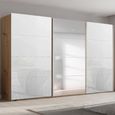Beluga Extra Sliding Wardrobe - 406cm - 3 Door - Mirror - Artisan Oak & White Glass