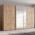 Beluga Extra Sliding Wardrobe - 406cm - 3 Door - Mirror - Artisan Oak