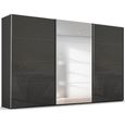 Beluga Extra Sliding Wardrobe - 406cm - 3 Door - Mirror - Graphite & Basalt Glass