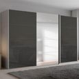 Beluga Extra Sliding Wardrobe - 406cm - 3 Door - Mirror - Graphite & Basalt Glass