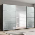 Beluga Extra Sliding Wardrobe - 406cm - 3 Door - Mirror - Graphite & Silk Grey Glass