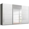 Beluga Extra Sliding Wardrobe - 406cm - 3 Door - Mirror - Graphite & White High Gloss
