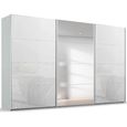 Beluga Extra Sliding Wardrobe - 406cm - 3 Door - Mirror - Silk Grey & White Glass