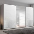 Beluga Extra Sliding Wardrobe - 406cm - 3 Door - Mirror - Silk Grey & White Glass