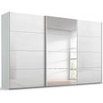 Beluga Extra Sliding Wardrobe - 406cm - 3 Door - Mirror - Silk Grey & White High Gloss