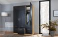 Rauch Celle 136cm 3 Door Black and Oak Wardrobe